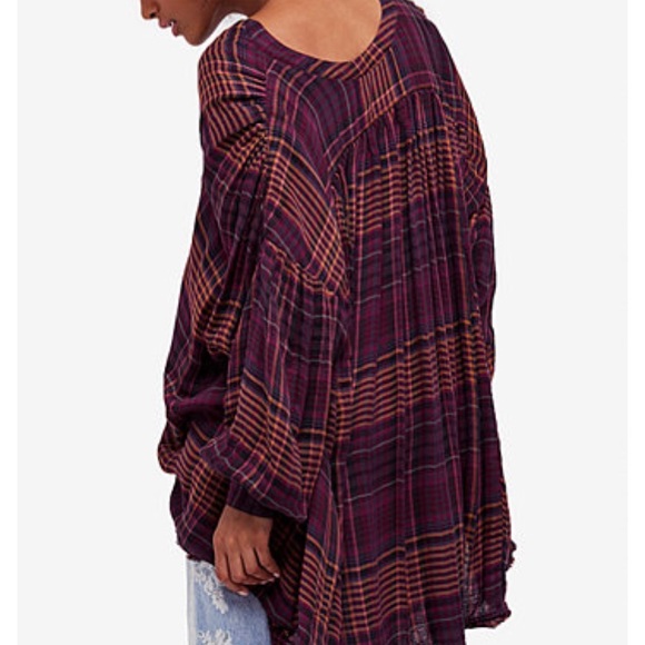 Free People Plaid Shirt Button  Down NWT Large - Picture 2 of 6